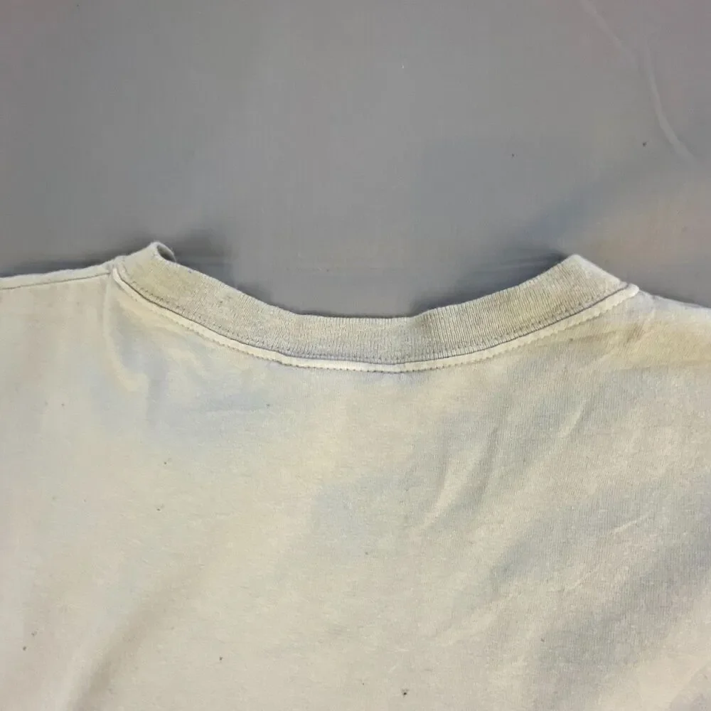 Vintage Best Mens V-Neck T-Shirt Short Sleeve Solid Beige Tan Plain Tee Size L